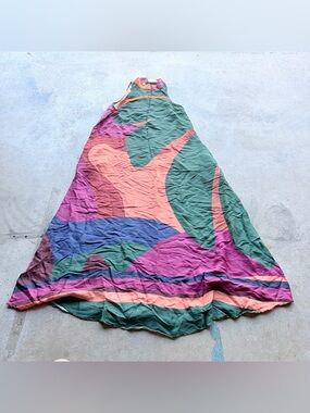 FARM RIO HALTER MAXI DRESS ABSTRACT